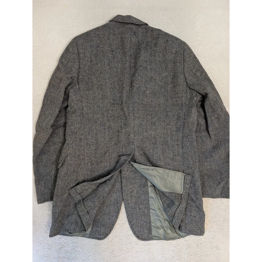 Men's VTG Joseph A Bank Blazer HARRIS TWEED SCOTTISH WOOL Gray Harringbone‎